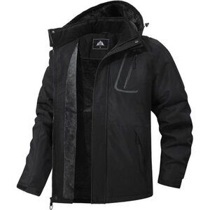 Mens Mountain Winter Coat Ski Jacket Waterproof Fleece Snow Jacket Hooded Warm